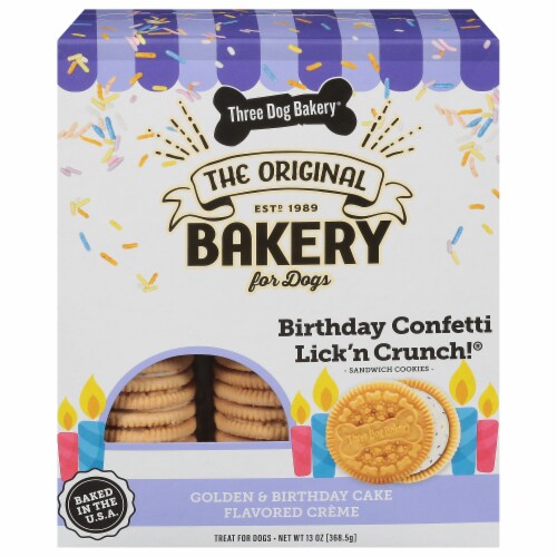 Three Dog Bakery® The Original Bakery for Dogs Birthday Confetti Lick'n Crunch!® Perspective: front