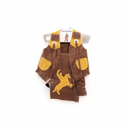 M&F Western Kids Faux Suede Chap & Vest, Brown - Small Perspective: front