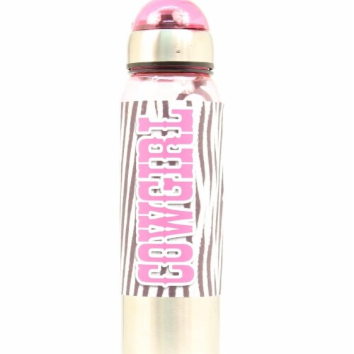 Western Moments 94442 Cowgirl Water Bottle, Zebra Pink - 24 oz Perspective: front