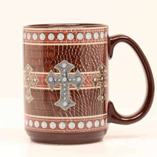 Western Moments 94092 Western Leather Cross Mug Perspective: front