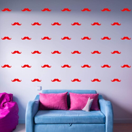 VWAQ Mustaches Wall Decals - Kids Room Stickers Peel and Stick - Pack of 39 PCS Perspective: front
