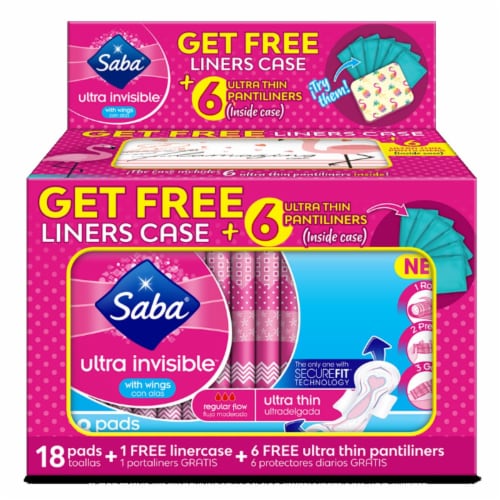 Saba® Ultra Thin with Wings Regular Panty Liners Perspective: front