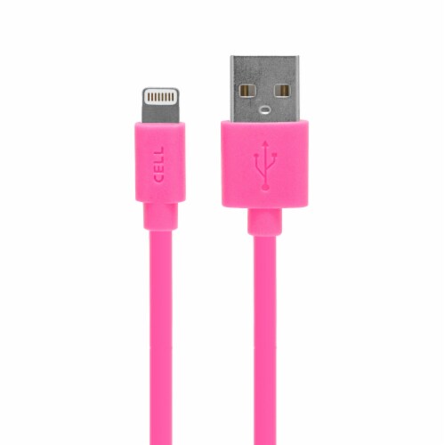 CELLCandy USB-to-Lightning Sync/Charge Cable for Apple iPhone 5 - 4 Foot - Shocking Pink Perspective: front