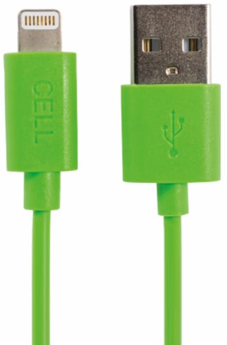 CELLCandy USB-to-Lightning Sync/Charge Cable for Apple Products - Sour Apple Green Perspective: front