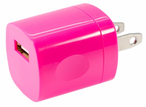 CELLCandy USB AC Wall Charger - Shocking Pink Perspective: front