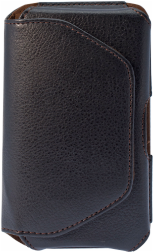 ZGear Premium Horizontal Leather Pouch for Large Smartphones - Black Perspective: front