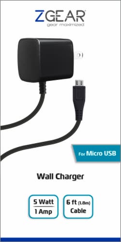 ZGear Micro USB Wall Charger - Black Perspective: front