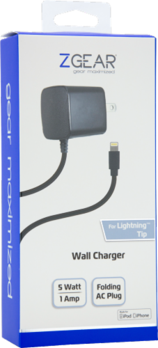 ZGear Lightning Cable Wall Charger - Black Perspective: front