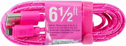 CELLCandy Braided Charge and Sync USB-to-Lightning Cable - Pink/Purple Perspective: front