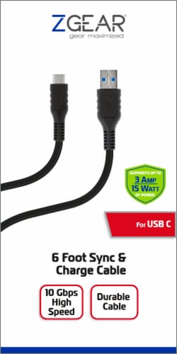 6 ft. USB to USB-C Braided Charging Cable