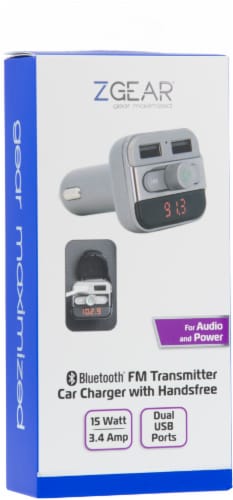 ZGear Bluetooth Hands-Free FM Transmitter and USB Car Charger - White, 1 ct  - Fred Meyer