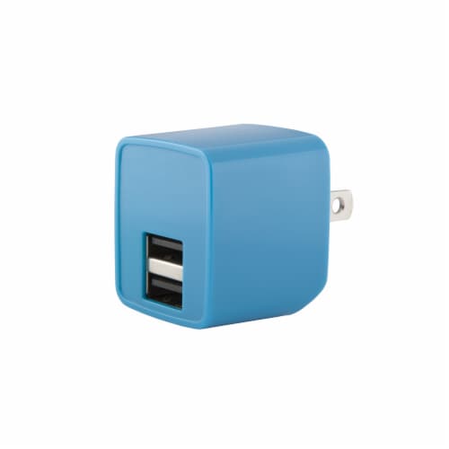 CELLCandy 2.4 Amp Double Wall Charger - Blue Perspective: front