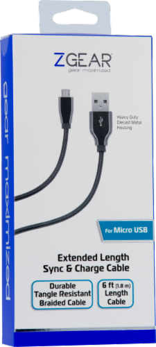 ZGear Braided Micro USB Cable - Black Perspective: front