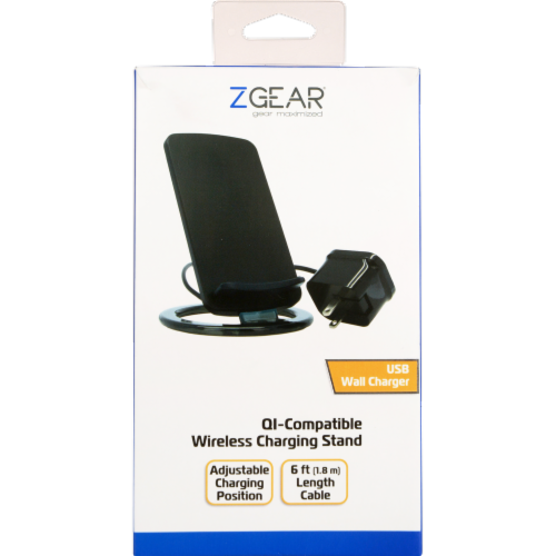 ZGear QI-Compatible Wireless Charging Stand - Black Perspective: front