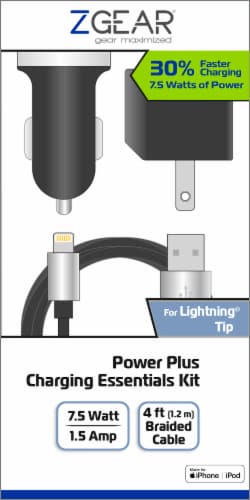 ZGear® Plus Charging Essentials Kit - Black Perspective: front