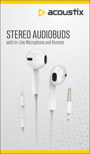Acoustix Stereo Earbuds with Microphone Remote White 1 ct
