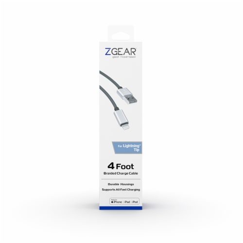 ZGear Lightning Tip Braided Charge Cable Perspective: front