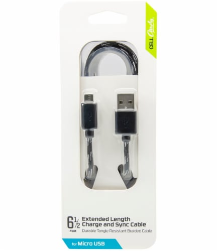 CELLCandy Extended Length Charge and Sync Micro USB Cable - Black Perspective: front