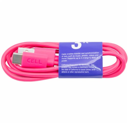 CellCandy 3 Foot Type C Cable - Pink Perspective: front