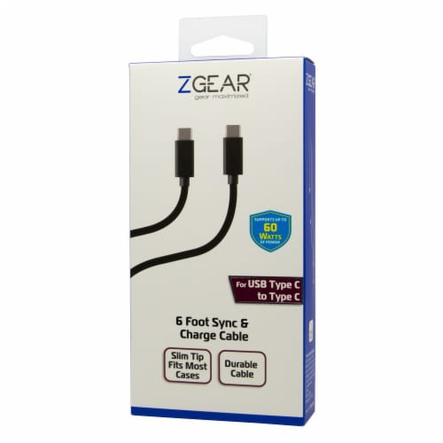 ZGear USB-C to USB-C Cable - Black Perspective: front