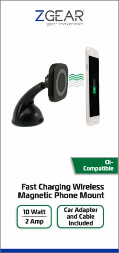 ZGear Wireless Charging Magnetic Phone Mount - Black Perspective: front