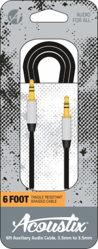 Acoustix Tangle Resistant Braided Auxillary Cable - Black Perspective: front