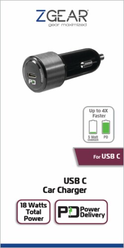 ZGear 18-Watt USB-C Car Charger Perspective: front
