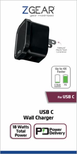 ZGear USB C Wall Charger - Black Perspective: front