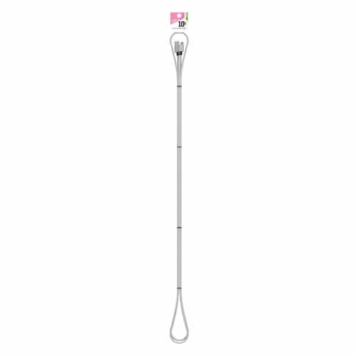 CELLCandy Silver Braided Lightning Phone Charge & Sync Cable Perspective: front