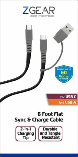 ZGear USB C & CSB A Sync & Charge Cable - Black/Gray Perspective: front