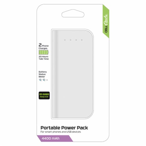 CELLCandy 4400mAh Portable Power Pack - White/Gray Perspective: front