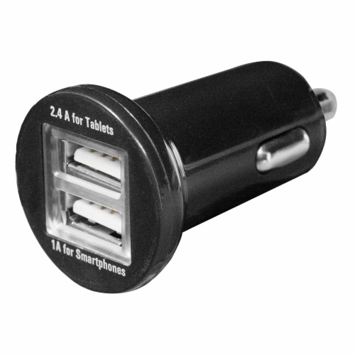 CELLCandy 2.4 Amp Dual USB Car Charger - Black Perspective: front