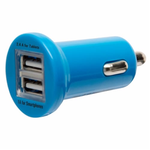 CELLCandy 2.4 Amp Dual USB Car Charger - Tropical Blue Perspective: front
