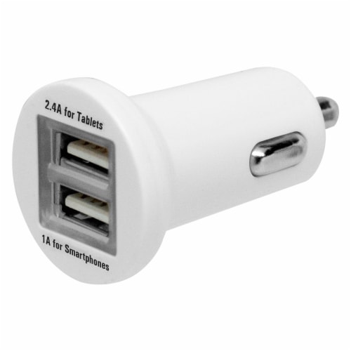 CELLCandy 2.4A USB Car Charger - White Perspective: front