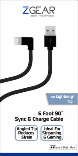 ZGear 90 Degree Tip for Apple Lightning Sync & Charge Cable - Black Perspective: front