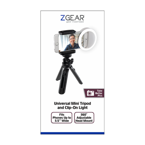 ZGear Universal Mini Tripod & Clip-On Light Perspective: front
