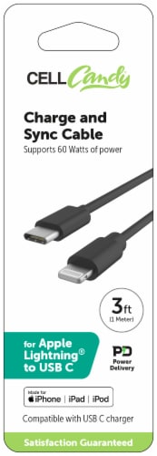 CellCandy Charge and Sync Cable -Black Perspective: front