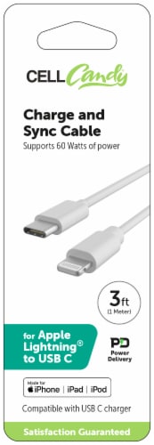 CellCandy Charge and Sync Charger - White Perspective: front