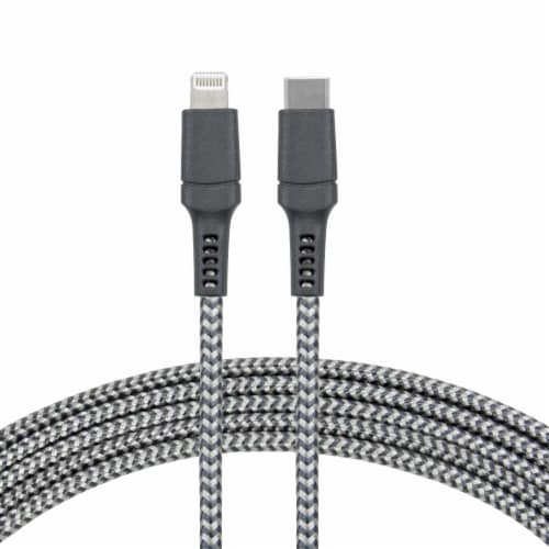 CELLCandy® Braided Apple Lightning Cable - Grey Perspective: front
