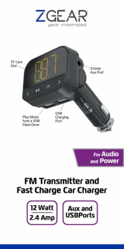 ZGear FM Transmitter And Fast Charge Car Charger Perspective: front
