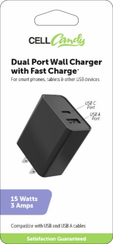CELLCandy Dual USB Wall Charger Perspective: front