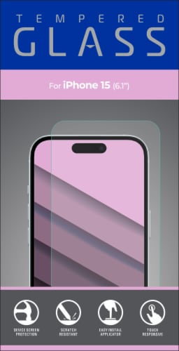 ZGearTempered Glass Screen Protector for iPhone 15 Perspective: front