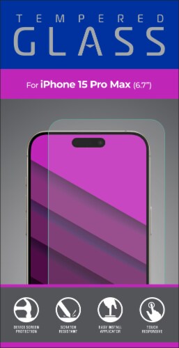 ZGearTempered Glass Screen Protector for iPhone 15 Pro Max Perspective: front