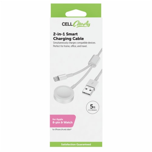 CELLCandy 2-in-1 Apple Watch Charger - White Perspective: front
