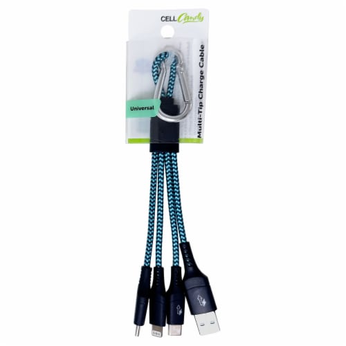 CELLCandy® 4-in-1 Charge Cable - Light Blue/Black Perspective: front
