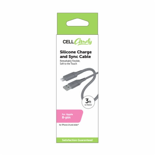 Cell Candy Silicon Charge & Sync Cable For Apple 8 Pin Perspective: front