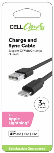 Cell Candy® Charge & Sync Cable for Apple Lightning® - Black Perspective: front