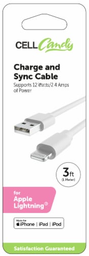 Cell Candy® Charge & Sync Cable for Apple Lightning® - White Perspective: front