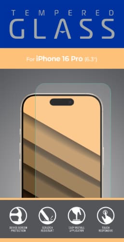 ZGear Tempered Glass Screen Protector for 6.3-Inch iPhone 16 Pro Perspective: front