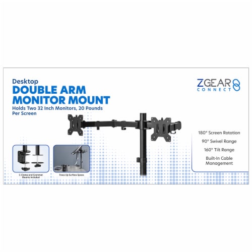 ZGear Dual Monitor Desk Mount Perspective: front